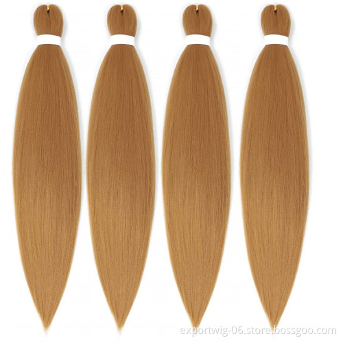 Pre Stretched Easy Braiding Hair Extensions Yaki Synthetic Ombre Color 26inch Flame Retardant Hot Water Setting Itch Free